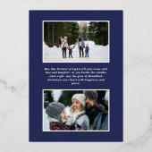 ブルーモダンイエロー（ユダヤ教）メノラースター3枚の写真ハヌカー 箔シーズンカード (裏面)