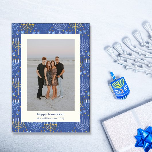 ブルーモダンイエロー（ユダヤ教）メノラーハヌカー2枚の写真 シーズンカード