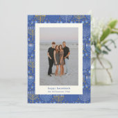 ブルーモダンイエロー（ユダヤ教）メノラーハヌカー2枚の写真 シーズンカード (スタンド正面)