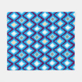 ブルーモダンイカットダイヤカスタムズフリースブランケット フリースブランケット (正面(横))