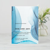 ブルーモダンインクアート抽象芸術結婚式招待状 (スタンド正面)