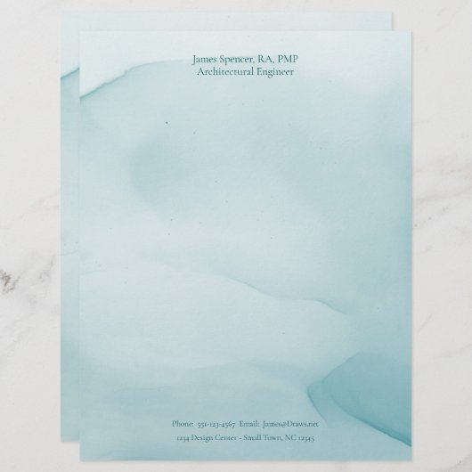 ブルーモダンインクデザインパーソナライズされた文具  レターヘッド (正面/裏面)