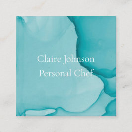 ブルーモダンインク水色名刺 スクエア名刺