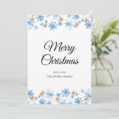 ブルーモダンウィンタースノーフレーククリスマス シーズンカード (スタンド正面)