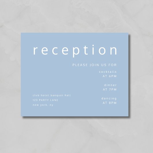 ブルーモダンウェディングレセプション エンクロージャーカード