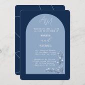 ブルーモダンウエスアーチ結婚式招待状 招待状 (正面/裏面)