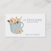ブルーモダンウォーターフローラベーカリーパティシシェフ 名刺 (正面)