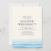 ブルーモダンウォーター色ストライプ洗礼招待状 招待状 (正面)