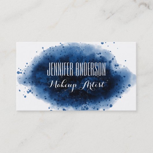 ブルーモダンウォーター色メイクアップアーティストアポイントメント 予約カード (正面)