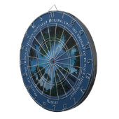 ブルーモダンウォーター色文字トレンディー引用文 ダーツボード (正面右)