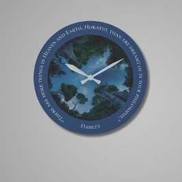 ブルーモダンウォーター色文字トレンディー引用文 ラージ壁時計