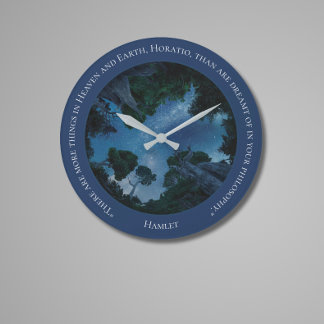 ブルーモダンウォーター色文字トレンディー引用文 ラージ壁時計