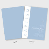 ブルーモダンエレガントクロスボーイバプテスマ 招待状