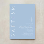 ブルーモダンエレガントクロスボーイバプテスマ 招待状