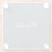 ブルーモダンエレガントグレーリネン ガラスコースター (裏面)