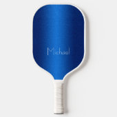 ブルーモダンエレガントタイポグラフィミニマル名前をカスタムする ピックルボールラケット (正面)