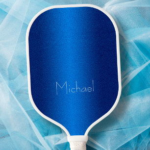 ブルーモダンエレガントタイポグラフィミニマル名前をカスタムする ピックルボールラケット