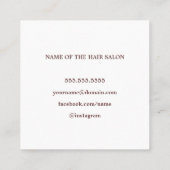 ブルーモダンエレガントバラ金ゴールド美容師 スクエア名刺 (裏面)