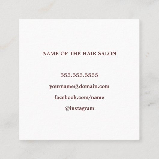 ブルーモダンエレガントバラ金ゴールド美容師 スクエア名刺 (裏面)