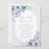 ブルーモダンエレガントフローラブランチブライダルシャワー 招待状 (正面)