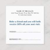 ブルーモダンエレガントホワイト美しい 紹介カード (裏面)