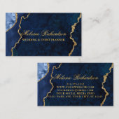 ブルーモダンエレガントマーブルアゲートヘード金ゴールド 名刺 (正面/裏面)