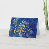 ブルーモダンエレガントメリークリスマスビジネス シーズンカード (正面)