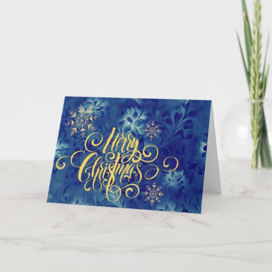 ブルーモダンエレガントメリークリスマスビジネス シーズンカード (正面)