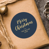 ブルーモダンエレガントメリークリスマスファミリー ラウンドシール