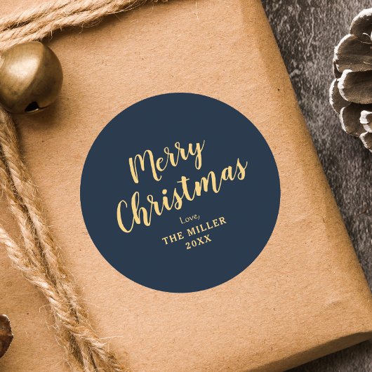 ブルーモダンエレガントメリークリスマスファミリー ラウンドシール