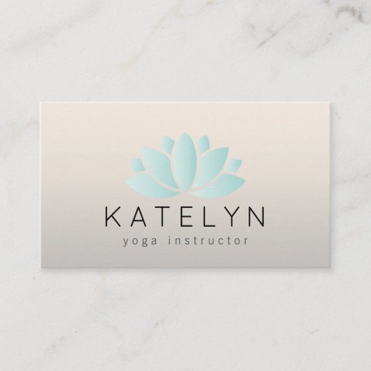 ブルーモダンエレガントロータスアイコンヨガインストラクター 名刺 (正面)