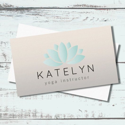 ブルーモダンエレガントロータスアイコンヨガインストラクター 名刺