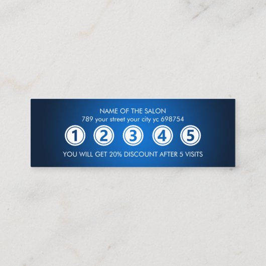 ブルーモダンエレガント美しいサロン ロイヤリティカード (裏面)