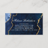 ブルーモダンエレガント金ゴールドマーブルアゲテゲード 名刺 (裏面)