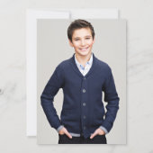 ブルーモダンエレガント金ゴールド大理石バー(ユダヤ教の)バル・ミツバー写真 招待状 (裏面)