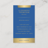 ブルーモダンエレガント金ゴールドCEOプロフェッショナル写真 名刺 (裏面)