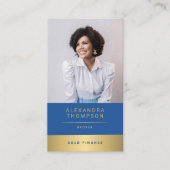 ブルーモダンエレガント金ゴールドCEOプロフェッショナル写真 名刺 (正面)