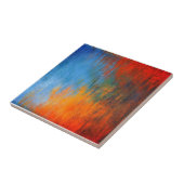 ブルーモダンオレンジレッド抽象芸術アート タイル (側面)