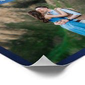 ブルーモダンカップル写真夕べ結婚の歓迎 ポスター (角)