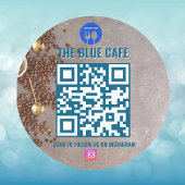ブルーモダンカフェビジネスインスタンスQrコード ラウンドシール