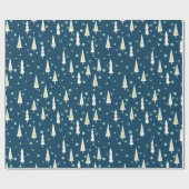 ブルーモダンカントリー素朴クリスマスツリーズホリデー ラッピングペーパー (フラット)