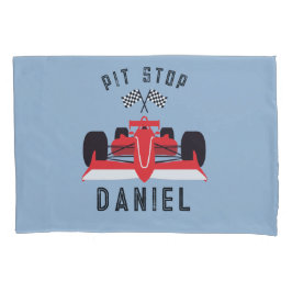 ブルーモダンキッズレッドレーシングカー 枕カバー