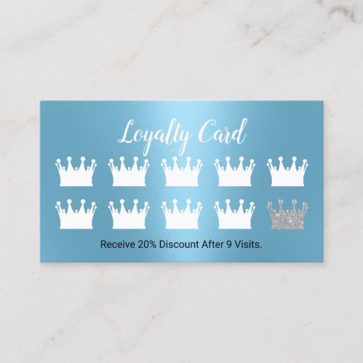 ブルーモダンクイーンクラウン美しいサロンスパロイヤリティ ロイヤリティカード (正面)