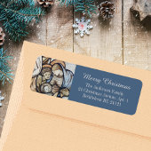 ブルーモダンクリスチャンメリークリスマス出生 ラベル