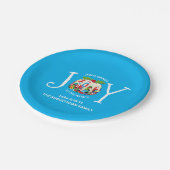 ブルーモダンクリスマスジョイズトゥザワールド紙プレート ペーパープレート (アングル)