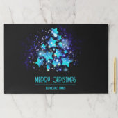 ブルーモダンクリスマスツリーオンブラック紙ランチョンマット ペーパーパッド (インサイチュ)