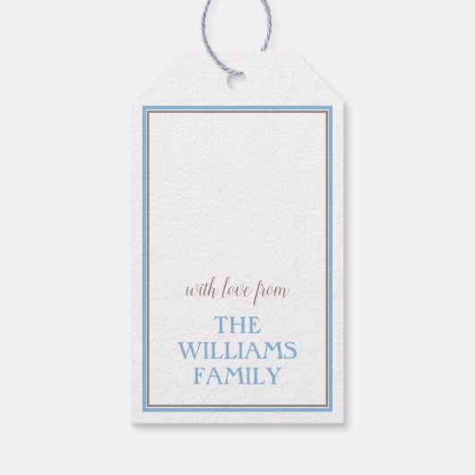 ブルーモダンクリスマスツリーズホリデークリスマス ギフトタグ (裏面)