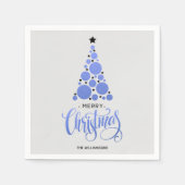 ブルーモダンクリスマスツリーホリデーナプキンス スタンダードカクテルナプキン (正面)