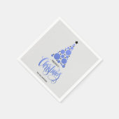 ブルーモダンクリスマスツリーホリデーナプキンス スタンダードカクテルナプキン (角)