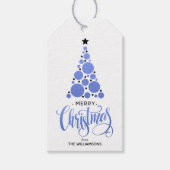 ブルーモダンクリスマスツリーホリデー ギフトタグ (正面)